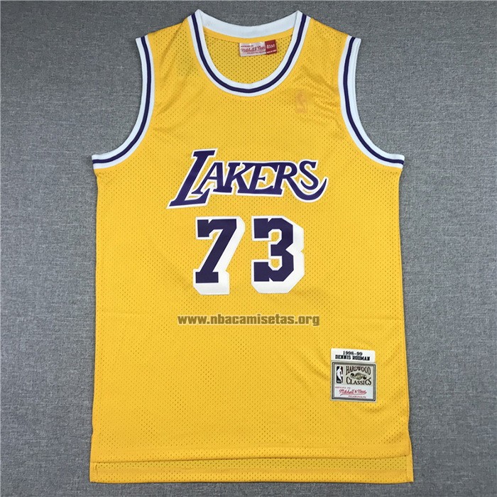 Camiseta Los Angeles Lakers Dennis Rodman NO 73 Mitchell & Ness 1998-99 Amarillo